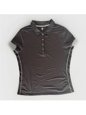 Alo Sport CoolFit Black Performance Polo Shirt XL White Trim Golf Tennis 22" Pit